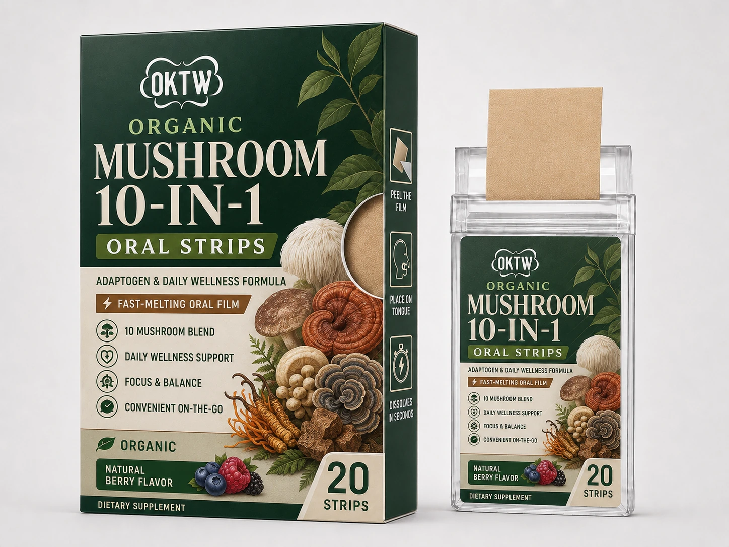 10-Mushroom Complex Oral Film packaging concept